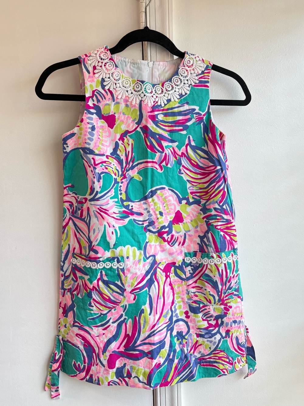 Lilly Pulitzer Girls' Floral Shift Dress in Teal and Pink size 10